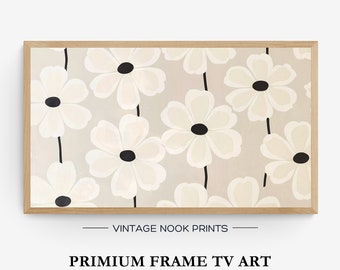 Samsung Frame TV Art Abstract White Flowers Samsung Art TV White Floral Pattern Digital Download Samsung Frame Spring Digital Download Art