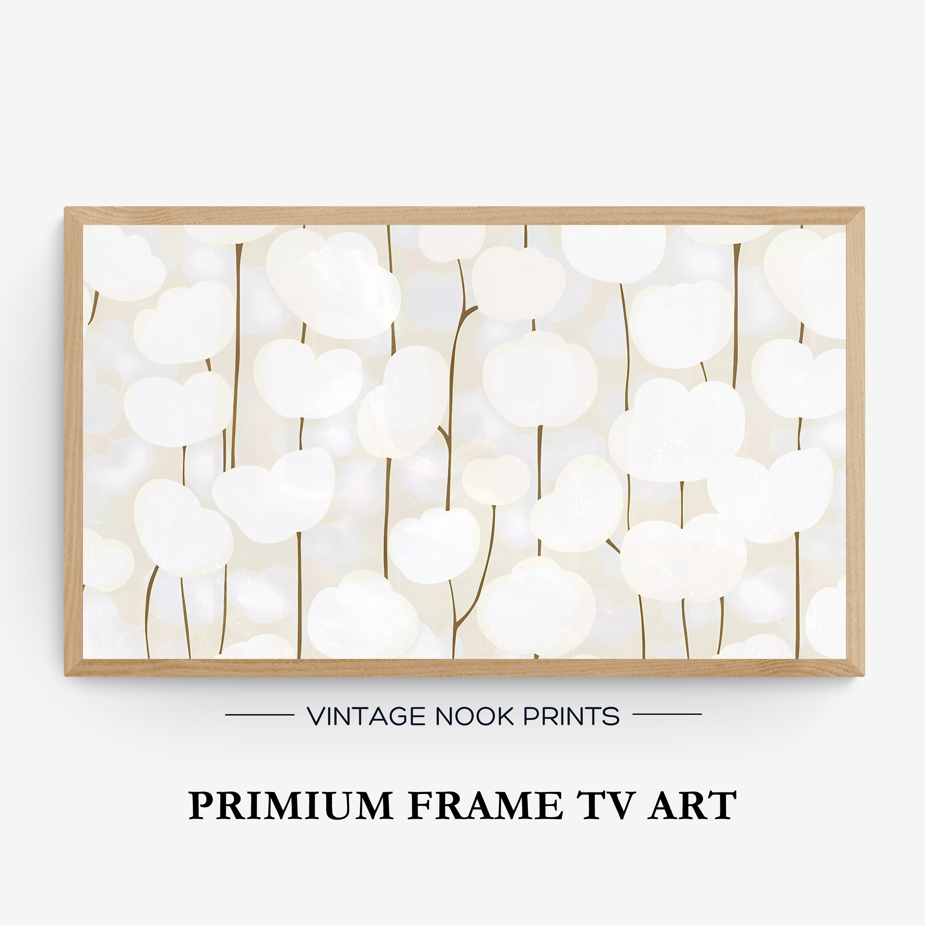 Samsung Frame TV Art Abstract White Flowers Samsung Art TV White Floral Pattern Digital Download Samsung Frame Spring Digital Download Art