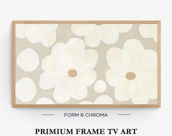 Samsung Frame TV Art Abstract White Flowers Samsung Art TV White Floral Pattern Digital Download Samsung Frame Spring Digital Download Art