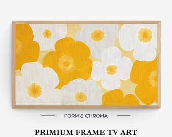 Frame TV Art Abstract Modern Oil Painting Samsung TV Art Tropical Yellow Plants Floral Digital Download Frame Tv Marimekko Botanical Pattern