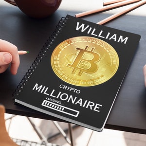 カスタム暗号ギフトミリオネアノートブック | パーソナライズされたビットコイン暗号通貨ジャーナル | カスタマイズされた個人用アルトコインロゴ罫線ページログブック