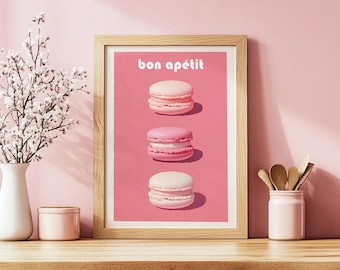 Macarons Kunstdruck | Vintage Wanddeko für die Küche (Digitaler Download)