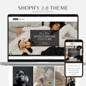 Shopify Theme Black and White, Minimal Shopify Website, Shopify Website Templates Banners, Luxury Shopify Theme Store, Shopify 2.0 Theme