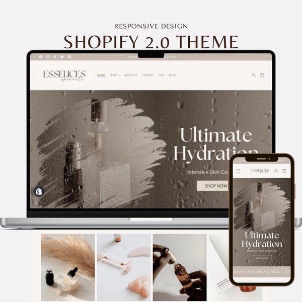 Cosmetics Website Shopify Modern Minimalistic Website Skincare Shopify Website Template Beauty Products Website Shopify  Premium Theme 2.0