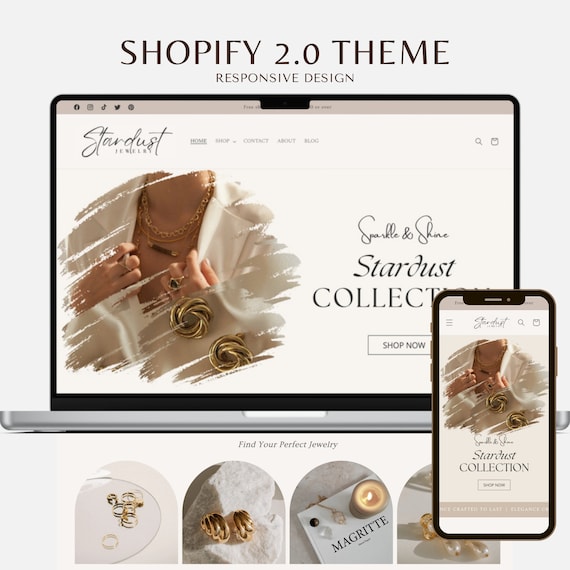 Jewelry Shopify Theme | Minimalist Ecommerce Website Template