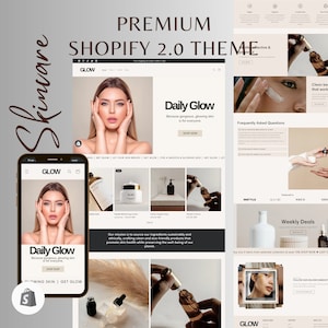 Skincare Website Shopify Template Beauty Products Website Shopify Theme Cosmetics Website Modern Website Premium Shopify Store Template GLOW