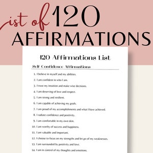 120 Daily Affirmations List, Self Love Affirmations, Goal Setting, Health & Wellness Affirmations, Self-Healing Affirmations, Digital PDF