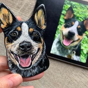 Australian Cattle Dog magnet. Custom mini Red or Blue Heeler owners gift. Personalized miniature portrait any pet any breed