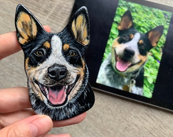Custom Pet Portrait Magnet, Miniature Dog or Cat Breed Gift