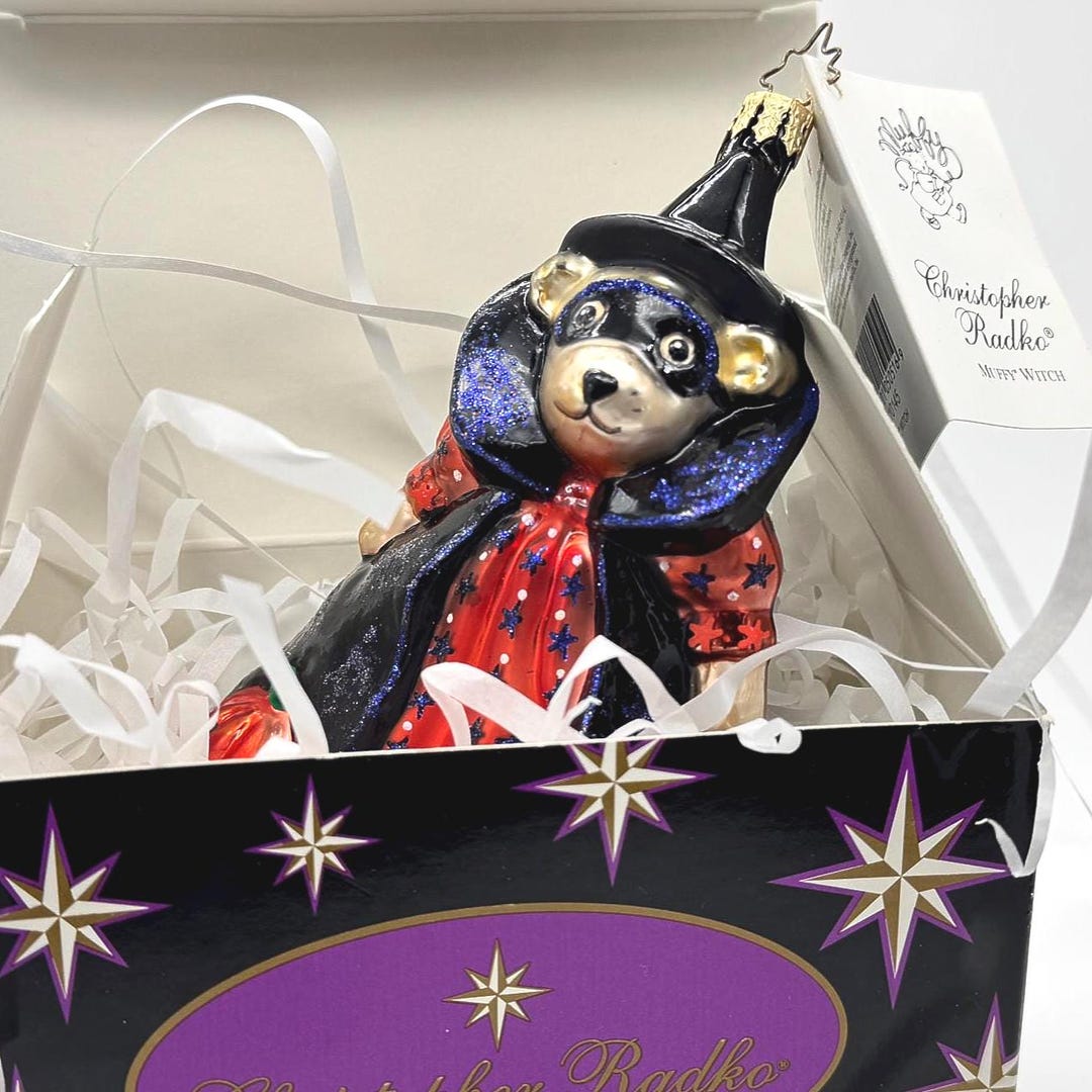 Christopher Radko Muffy Vanderbear Witch Halloween Ornament Glass