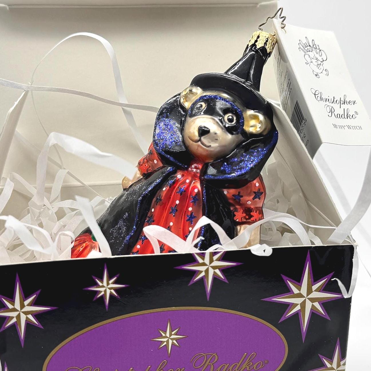 Christopher Radko Muffy Vanderbear Witch Halloween Ornament Glass