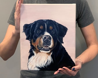 Custom Dog Portrait, Hand-Painted Acrylic Pet Painting (10x12 inch)