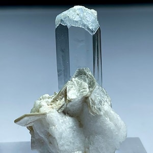 55 Carats Beautiful Aquamarine Crystal On Albite Specimen from Shigar Valley . Gemstone, gems , minerals