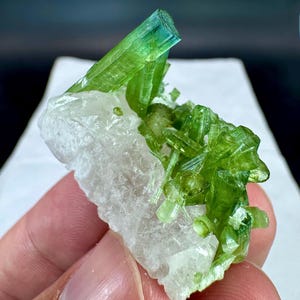 Blue Cap Tourmaline Crystal Inside Quartz Combine Specimen, Tourmaline Cluster, 95 Carats