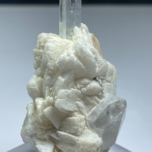 243 Carats Beautiful Aquamarine With Quartz Crystal On Albite Specimen from Shigar Valley . Gemstone, gems , minerals