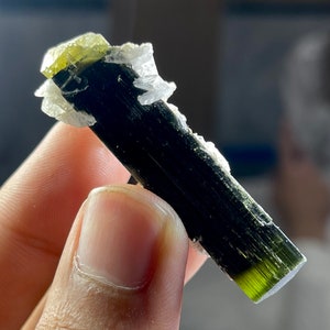 80 Carats Bi Color Terminated Tourmaline with Albite Specimen , Minerals, gemstones, cluster