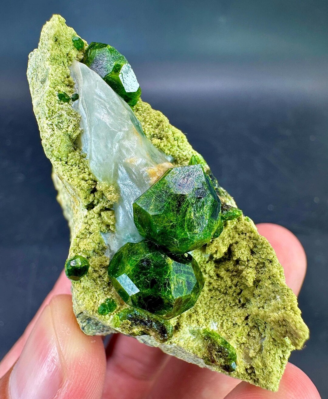 Beautiful Demantiod Green Garnet Top Quality Crystals Cluster on Matrix ...