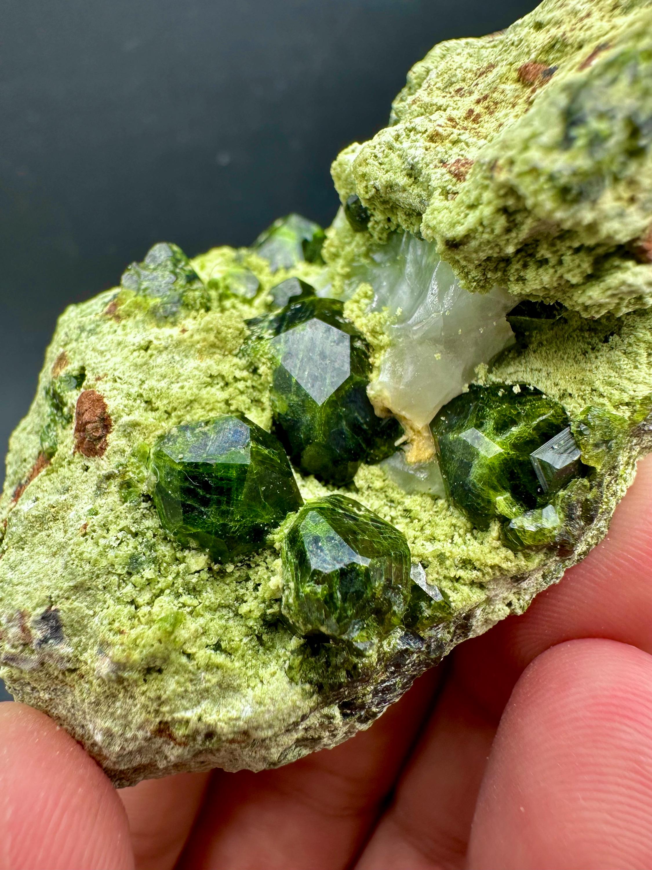 Beautiful Demantiod Green Garnet Top Quality Crystals Cluster on Matrix ...