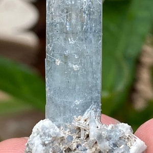 40 Carats Terminated and Transparent Blue Aquamarine Crystal with Schorl and Albite Combine specimen,Minerals , gemstone, gems
