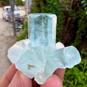 Beautiful High Quality Sky Blue Aquamarine Transparent Crystal from Shigar Valley . Gemstone, gems , minerals, 210 Carats.