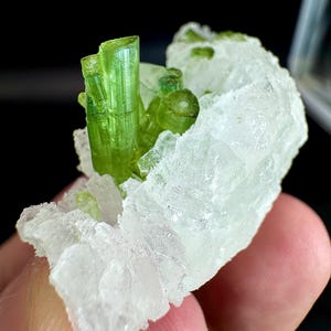 Green Tourmaline Crystal Inside Quartz and Pollucite Combine Specimen, Tourmaline Cluster, 185 Carats