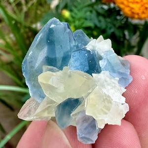 145 Carats Natural Combination of Blue Celestine with Calcite Specimen