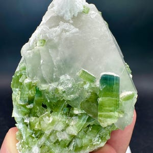 Blue Cap Tourmaline Crystal Inside Quartz Combine Specimen, Tourmaline Cluster, 830 Carats
