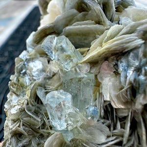920 Carats Beautiful Aquamarine Crystal Cluster  with Muscovite Specimen from Nagar Valley Pakistan. Raw materials, minerals specimen