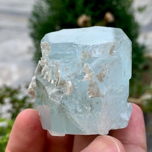 Gorgeous Natural Terminated Aquamarine Crystal with Muscovite Specimen,Minerals,Gemstones /130 Grams.
