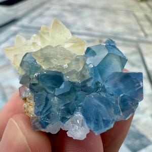 185 Carats Natural Combination of Blue Celestine with Calcite Specimen