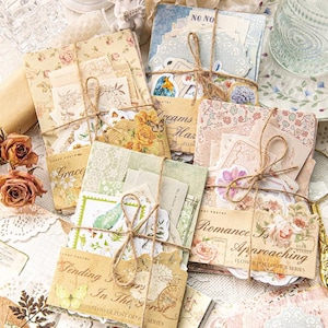 Confezione multimateriale da 100 pezzi "Serie ufficio postale floreale _ Scrapbooking, Bullet Journal, Journaling, fai da te, album, confezioni regalo