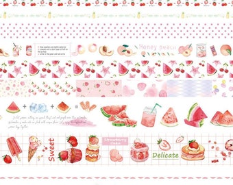 Washi Tape set de 10 rubans en papier japonais pour Bullet Journal, Scrapbooking, Ruban d’emballage, Bandes Washi