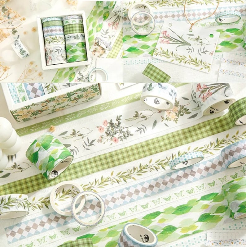 Florales Washi Tape Set aus 10 japanischen Papierbändern für Bullet Journal, Scrapbooking, Verpackungsband, Washi Tapes Bild 5
