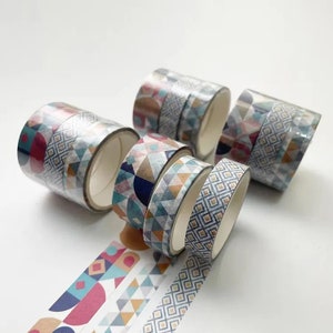 Geometryczna taśma Washi_ zestaw 3 wstążek_ Taśma maskująca Wstążka do Bullet Journal, Journaling, Scrapbooking, DIY, dekoracja, opakowanie