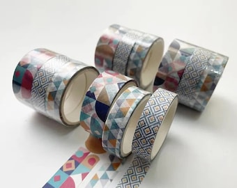 Geometrisches Washi Tape_ Set aus 3 japanischen Papierbändern für Bullet Journal, Scrapbooking, Verpackungsband, Washi Tapes