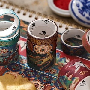Washi Tape Splendid Prosperity set de 10 rubans en papier japonais pour Bullet Journal, Scrapbooking, Ruban demballage, Bandes Washi image 2
