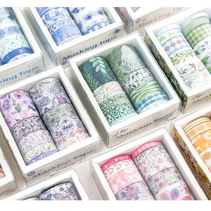 Florales Washi Tape Set aus 10 japanischen Papierbändern für Bullet Journal, Scrapbooking, Verpackungsband, Washi Tapes Bild 1