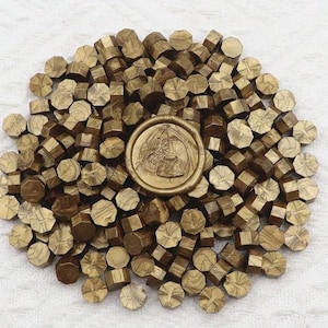 Perles de Cire à Cacheter – Or vieilli | Cire à Sceau pour Enveloppes, Faire-part, invitations, Cadeaux, emballages, Scrapbooking, DIY