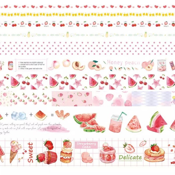 Washi Tape Fruits _ set of 10 Japanese paper tapes for Bullet Journal, Scrapbooking, Packing tape, Washi Tapes