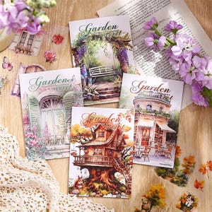 Libro da 20 fogli di adesivi "Garden Secret" in PET _ Scrapbooking, Bullet Journal, Journaling, Fai da te, Album, Cartoline, Decorazione