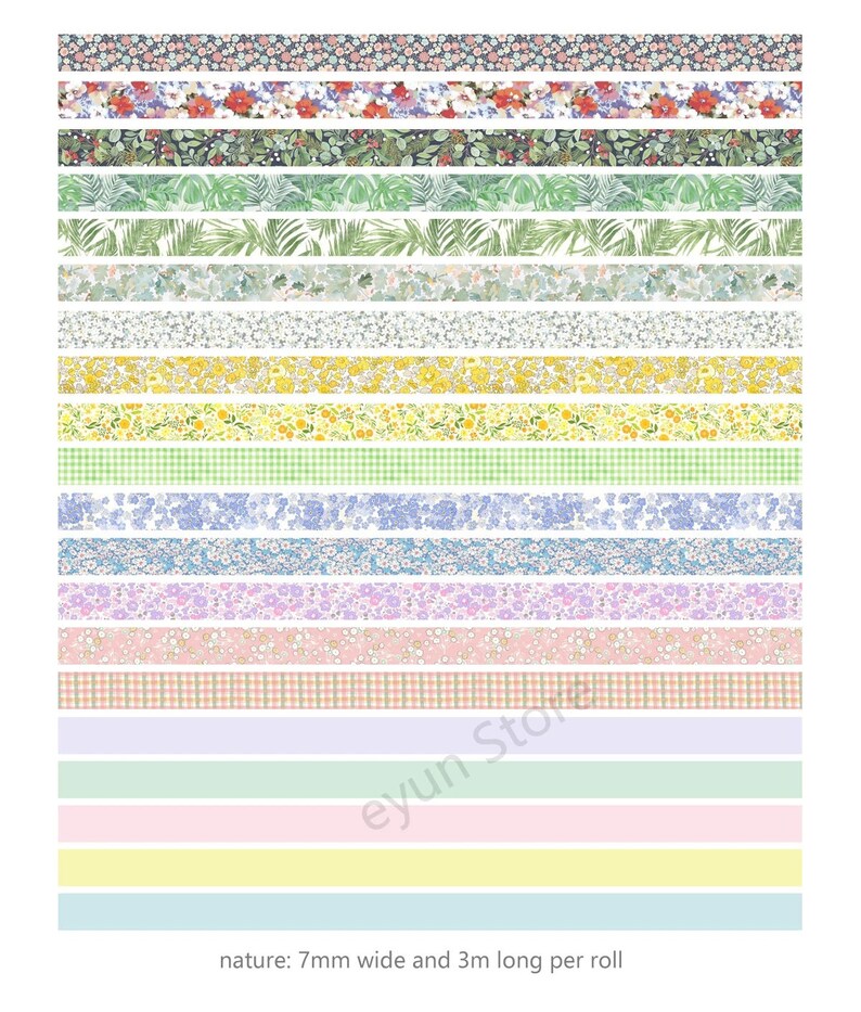 Washi Tape Thin Nature set de 20 rubans en papier japonais pour Bullet Journal, Scrapbooking, Ruban demballage, Bandes Washi image 3