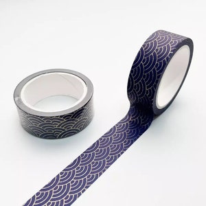 Washi Tape motif demi cercle bleu et or _ Ruban Masking Tape pour Bullet Journal, Journaling, Scrapbooking, DIY, Décoration, Emballage