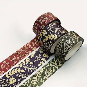 Washi Tape motif feuilles_ set de 3 rubans _ Ruban Masking Tape pour Bullet Journal, Journaling, Scrapbooking, DIY, Décoration, Emballage