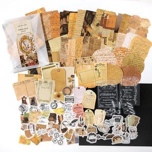 Paquete multimaterial de 200 piezas Serie de cartas manuscritas "Serie de registros de tiempo y espacio" _ Scrapbooking, Bullet Journal, Journaling, DIY