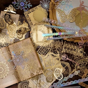 Papier de décoration en dentelle bronzante set de 10 _ Collection Romantic Things pour Scrapbooking, Bullet Journal, Projets DIY, carte