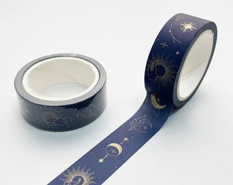 Washi Tape motif astral _ ruban en papier japonais pour Bullet Journal, Scrapbooking, Ruban d’emballage, Bandes Washi