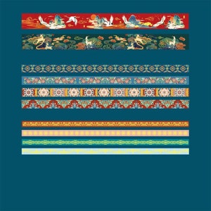 Washi Tape Splendid Prosperity set de 10 rubans en papier japonais pour Bullet Journal, Scrapbooking, Ruban demballage, Bandes Washi image 3