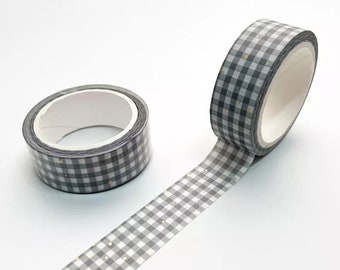Washi Tape grau-weißes Vichi-Muster _ japanisches Papierband für Bullet Journal, Scrapbooking, Verpackungsband, Washi Tapes