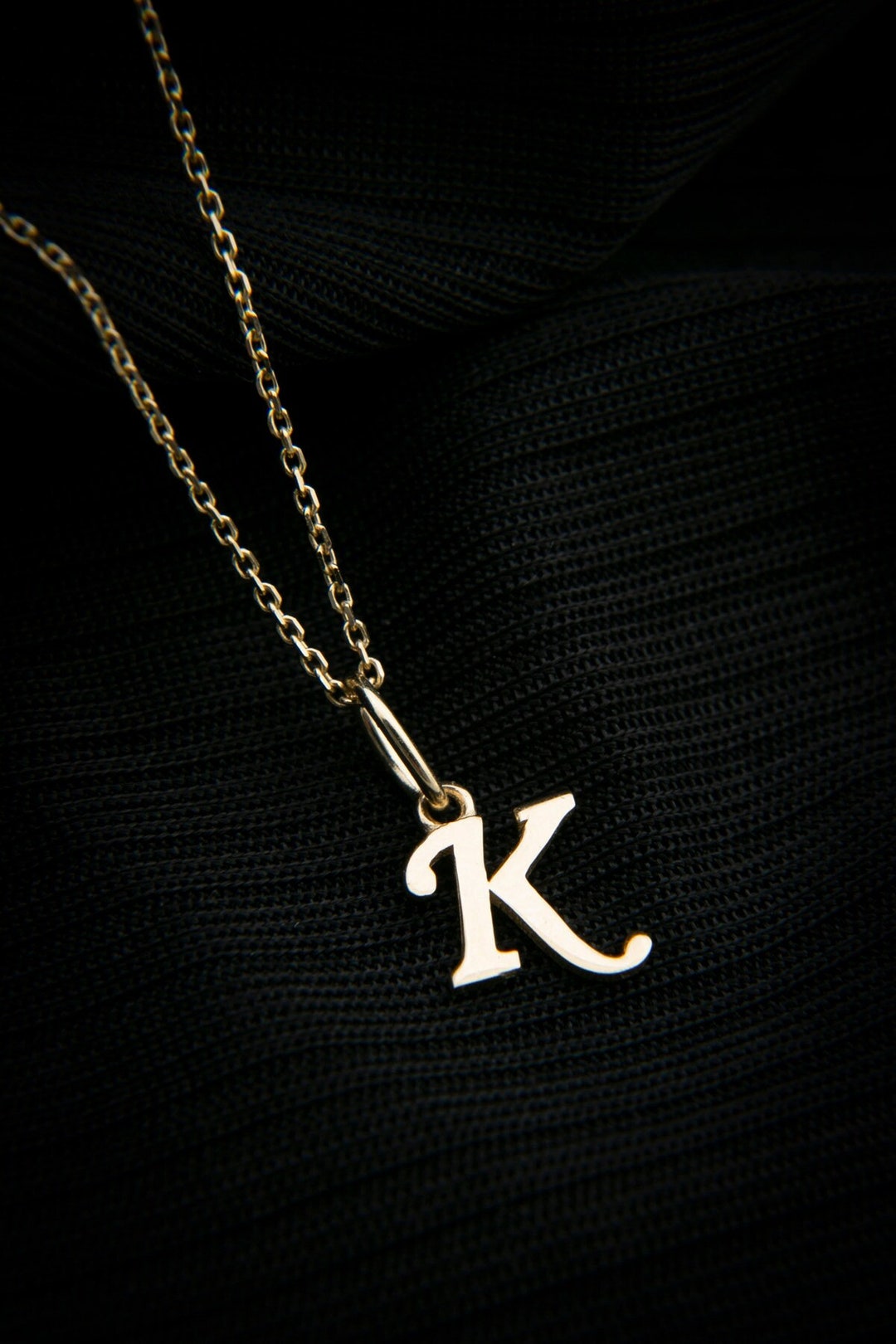 14K Gold Initial Necklace Custom Letter Necklace Dainty Etsy