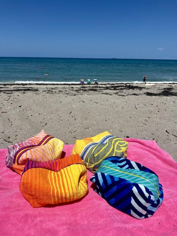 Colorful Terry Cloth Bag, Beach Swimsuit Pouch